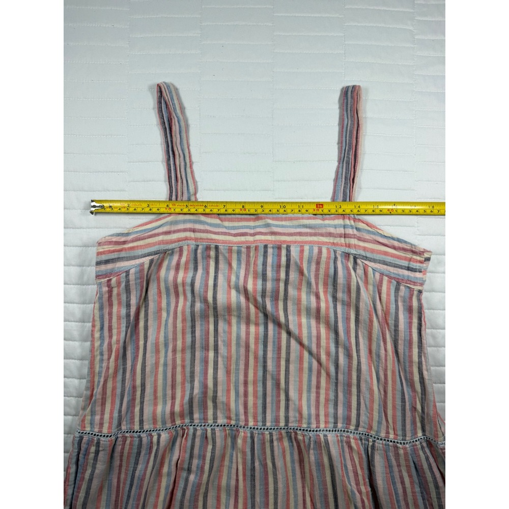 Anthropologie Sundry Luna Tiered Midi Dress Striped Pastel Beach Resortwear 2 - Picture 9 of 10